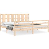 The Living Store Posteljni okvir z vzglavjem 200x200 cm trden les - Posteljni Okvir, (21525098) | Shoptok.si