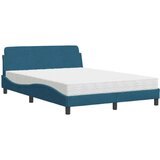 vidaXL Krevet s madracem plavi 140x200 cm baršunasti | shoptok.hr