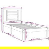  Posteljni okvir črn iz trdnega lesa 75x190 cm 2FT6, (20647798) | Shoptok.si