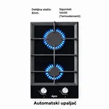 ugradna ploča sa dve ringle staklo - termoelement