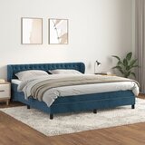 vidaXL Box spring postelja z vzmetnico temno modra 160x200 cm žamet Cene