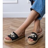 Gemre Black braided espadrille slides with walrus shells | shoptok.hr