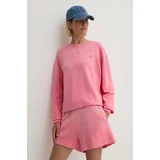 Polo Ralph Lauren Bombažen pulover ženski, roza barva, 211935582