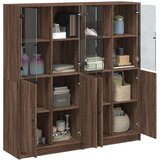vidaXL Knjižna omara z vrati rjavi hrast 136x37x142 cm inženirski les | Shoptok.si