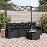 Maison Chic Seti vrtnega pohištva - Vrtna garnitura - Vrtni pohištvo set 5-delna z blazinami črn poli ratan, (21818182) | Shoptok.si