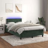  Box spring postelja z vzmetnico LED tem. zelena 120x200cm žamet | Shoptok.si