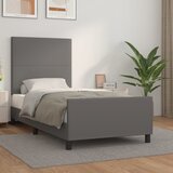 The Living Store Posteljni okvir z vzglavjem siv 80x200 cm umetno usnje - Posteljni Okvir Z Vzglavjem, (21530003) | Shoptok.si