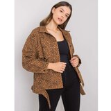 Fashion Hunters Light brown pattern denim jacket Cene