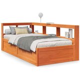  Knjižna postelja brez vzmetnice vošč. rjava 90x190 cm borovina, (21790859) | Shoptok.si