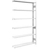 hofe sestavljiv regal za velike obremenitve, siv, obojestranski, višina regala 2500 mm, 6 polic, priključni regal, šxg 1300 x 300 mm | Shoptok.si