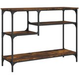 vidaXL Konzolna mizica s policami dimljeni hrast 100x35x75 cm, (20988891) Cene