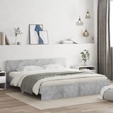  Okvir za krevet s uzglavljem i LED siva boja betona 180x200 cm | shoptok.hr