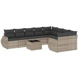  10-dijelni set vrtnih sofa poliratan s jastucima svijetlosivi | shoptok.hr