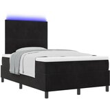 vidaXL Box Spring Postelja z Blazino in LED Črna 120x200 cm Žamet | Shoptok.si