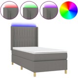  Box spring postelja z vzmetnico LED temno siva 90x190 cm blago, (20789451) | Shoptok.si