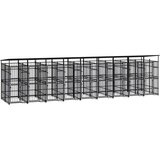 vidaXL zunanji pasji boks s streho jeklo 16,59 m² | Shoptok.si