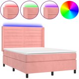  box spring s madracem LED ružičasti 140x200cm baršunasti | shoptok.hr