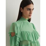 Reserved - Bluza s volanima - zelena | shoptok.hr