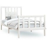 The Living Store Posteljni okvir z vzglavjem bel trdna borovina 90x200 cm - Posteljni Okvir, (21528804) | Shoptok.si