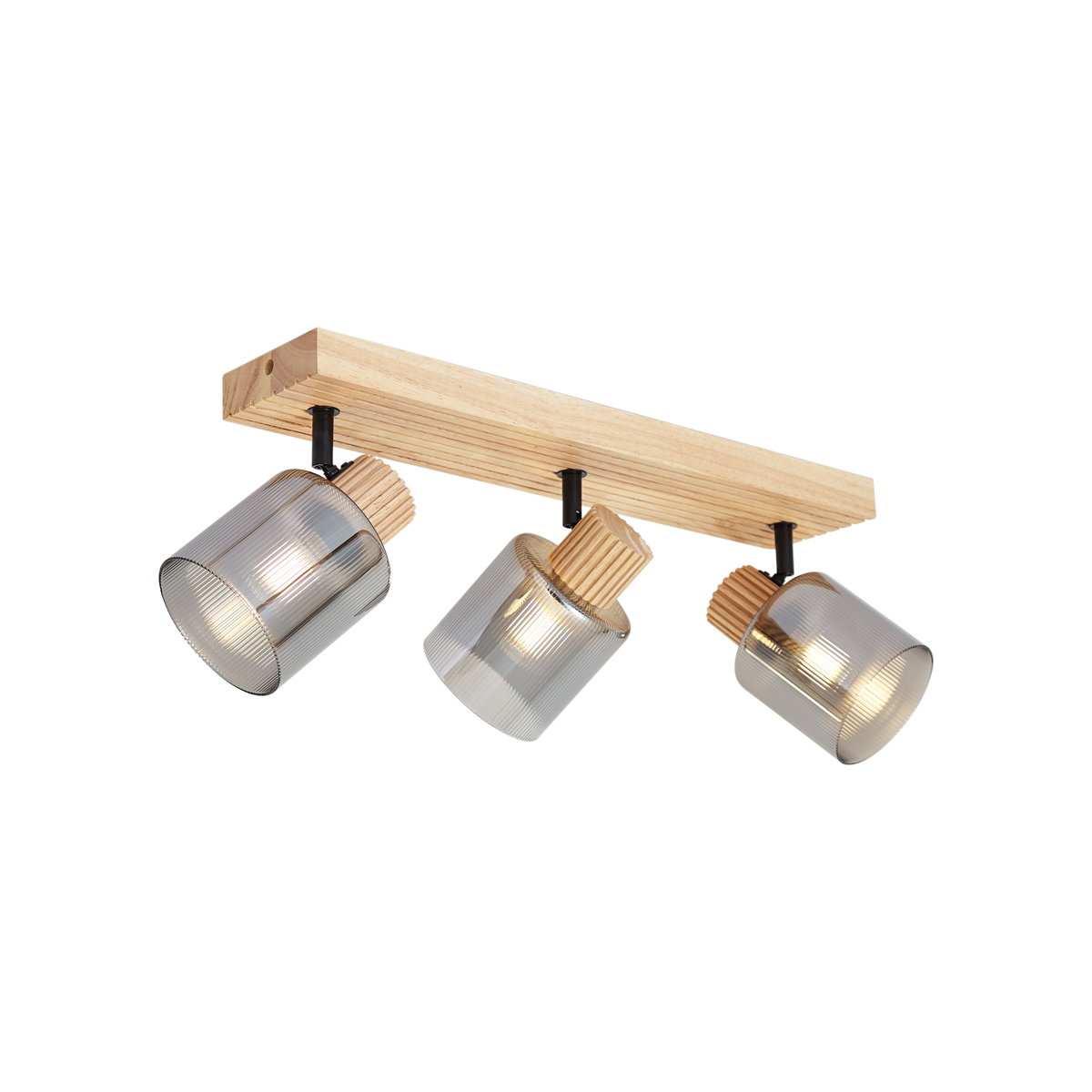 QAZQA Smart spot hout met smoke glas 3-lichts draai- en kantelbaar incl. Wifi G45- Gracy Cene