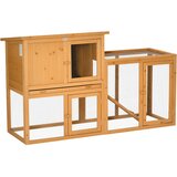 PawHut Zajčnica, kletka za majhne živali z klančino, kletka za majhne živali, les jelke, oranžna, (5000240520) | Shoptok.si