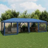 Šator za zabave s 12 mrežasta bočna zida plavi 8x4 m HDPE | shoptok.hr