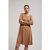Marisse Dark Beige Dress With Long Sleeves And A Flared Bottom Cene