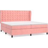  Krevet s oprugama i madracem ružičasti 200x200 cm baršunasti | shoptok.hr