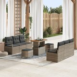 vidaXL Set od 9 dijelova sofa za vrt s jastučićima Siva Poliratan Akacija | shoptok.hr