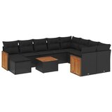 vidaXL 11-dijelni set vrtnih sofa od poliratana s jastucima crni | shoptok.hr