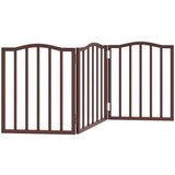 vidaXL Vrata za pse zložljiva 3 paneli rjava 150 cm topolovina | Shoptok.si