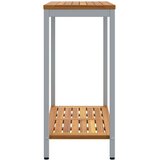 vidaXL Zunanja miza Naravna in Siva 35x80x75 cm Trden les in Jeklo, (22015900) | Shoptok.si