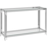 vidaXL Stranska mizica srebrna 120x40x78 cm nerjaveče jeklo in steklo | Shoptok.si