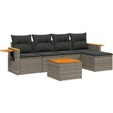 Maison Chic Seti vrtnega pohištva - Vrtna garnitura - Vrtni pohištvo set 6-delna z blazinami siv poli ratan, (21805460) | Shoptok.si
