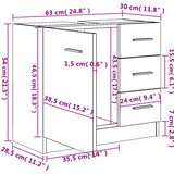 Ormarić za umivaonik boja dimljenog hrasta 63x30x54 cm drveni | shoptok.hr
