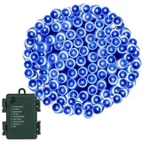 100 LED božičnih lučk na baterije v modri barvi s programatorjem., (21638587)