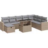 vidaXL 9-dijelni set vrtnih sofa s jastucima bež od poliratana | shoptok.hr