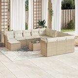 Maison Chic Seti vrtnega pohištva - Vrtna garnitura - Vrtni pohištvo set 13-delna z blazinami bež poli ratan, (21817099) | Shoptok.si