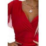 numoco basic 562-7 NASTIA Long dress with a neckline and short sleeves - red | Shoptok.si
