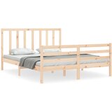 The Living Store Posteljni okvir z vzglavjem 160x200 cm trden les - Posteljni Okvir, (21523493) | Shoptok.si