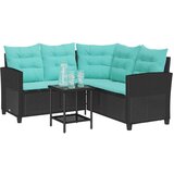  Vrtni kavč z blazino s polico 2 pcs Črna in turkizna Poly ratan, (5000208029) | Shoptok.si