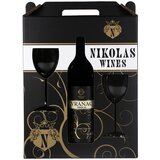 Nikolas Wines poklon pakovanje crno vino 0.75l + 2 čaše