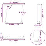  Noge jedilne mize V-oblike 2 kosa Bela 50x(42-43,3) cm Jeklo | Shoptok.si