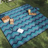 vidaXL Piknik odeja zložljiva modra valovita 200x200 cm žametna | Shoptok.si