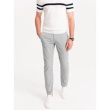 Ombre Men's chino pants with decorative waistband - gray Cijene