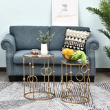  Set 2 stolića za kavu pomoćni staklene ploče Ø41x57 cm zlatni | shoptok.hr