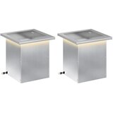  Vrtna posuda za sadnju s LED svjetlom 2 kom. Srebrna - Pocinčani čelik 30 x 30 x 30 cm 2 | shoptok.hr