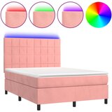 The Living Store Box spring postelja z vzmetnico LED roza 140x190 cm žamet - Box Spring Postelja, (21491526) | Shoptok.si