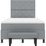 vidaXL Krevet s box springom s madracem i klupom svijetlosiva 120x190 cm tkanina | shoptok.hr