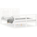  The Living Store Posteljni okvir z vzglavjem bel trden les - Posteljni Okvir, (21452236) | Shoptok.si